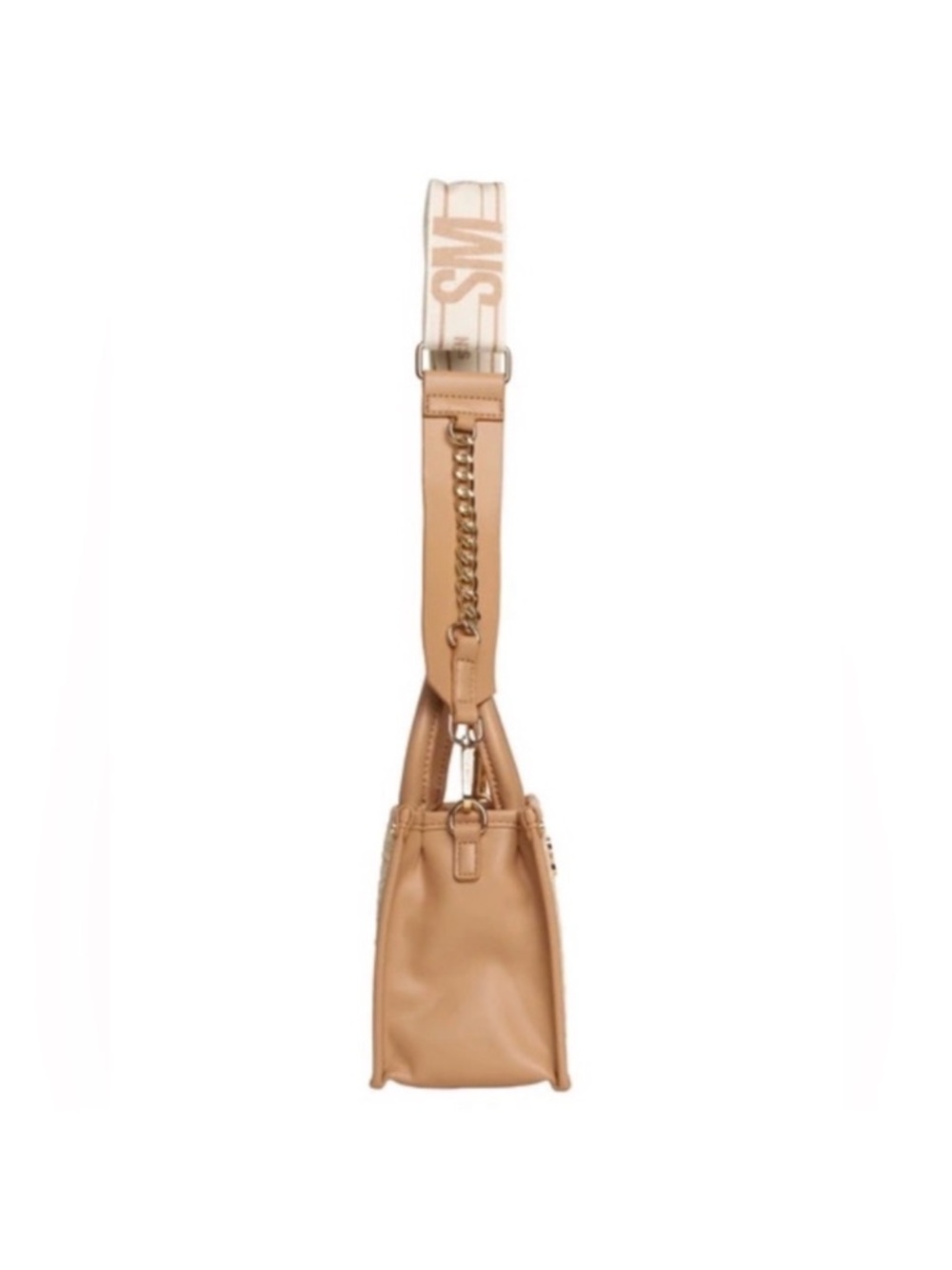 Steve Madden Beige Woven Top-Handle Crossbody Bag with Logo Strap - Picture 6 of 7